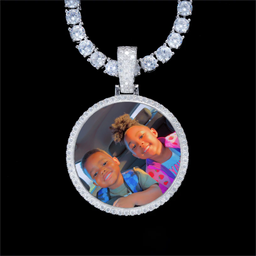 925S & VVS Moissanite 3D Circle Custom Picture Pendant