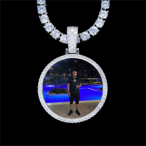 925S & VVS Moissanite 3D Circle Custom Picture Pendant