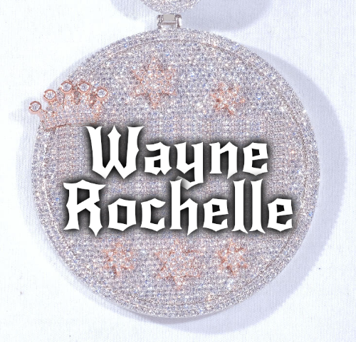 CUSTOM LETTER NECKLACE 3D BIG CROWN DISC