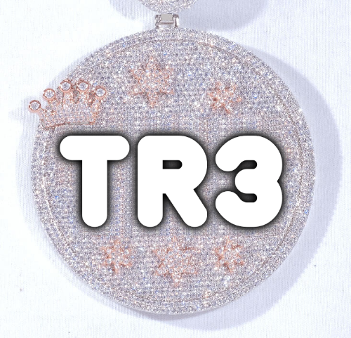 CUSTOM LETTER NECKLACE 3D BIG CROWN DISC