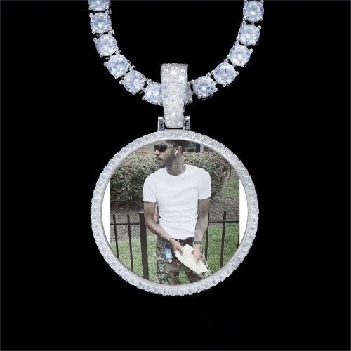 925S & VVS Moissanite 3D Circle Custom Picture Pendant