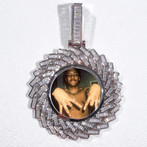 Large 3D Baguette Custom Picture Pendant