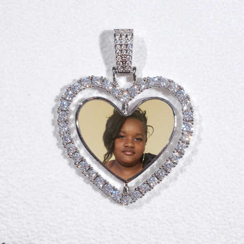 3D Spinning 2-Faced Heart Custom Picture Pendant