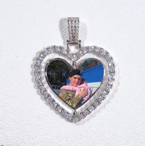 3D Spinning 2-Faced Heart Custom Picture Pendant