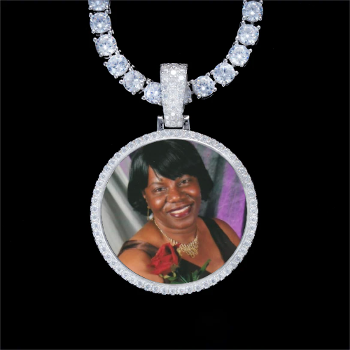 925S & VVS Moissanite 3D Circle Custom Picture Pendant