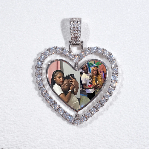 3D Spinning 2-Faced Heart Custom Picture Pendant