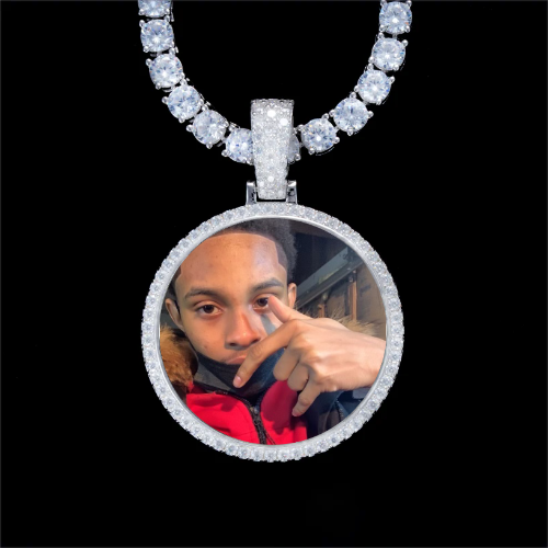 925S & VVS Moissanite 3D Circle Custom Picture Pendant