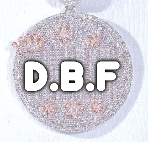 CUSTOM LETTER NECKLACE 3D BIG CROWN DISC
