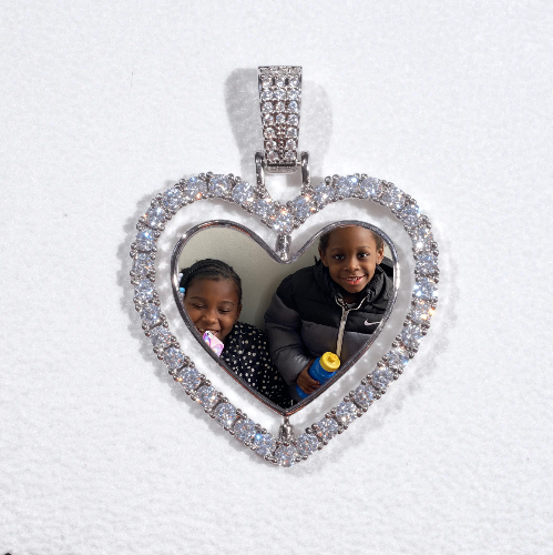 3D Spinning 2-Faced Heart Custom Picture Pendant