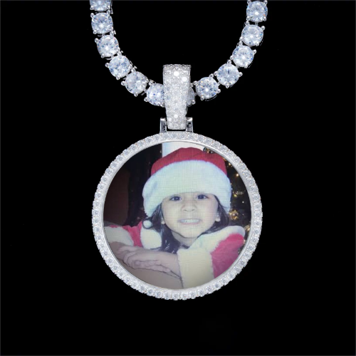 925S & VVS Moissanite 3D Circle Custom Picture Pendant