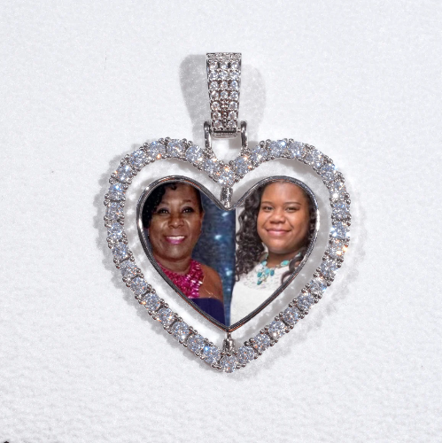 3D Spinning 2-Faced Heart Custom Picture Pendant