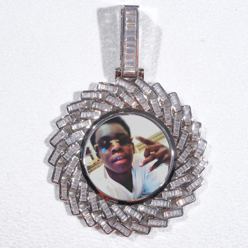Large 3D Baguette Custom Picture Pendant