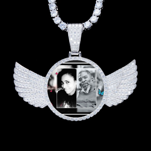 925S & VVS Moissanite 3D Wing Custom Picture Pendant