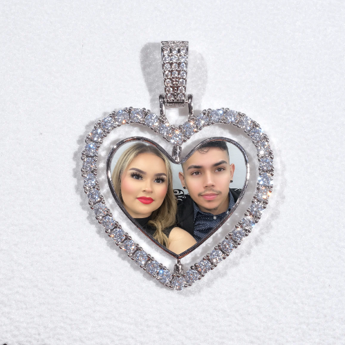 3D Spinning 2-Faced Heart Custom Picture Pendant