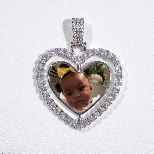 3D Spinning 2-Faced Heart Custom Picture Pendant