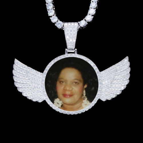925S & VVS Moissanite 3D Wing Custom Picture Pendant