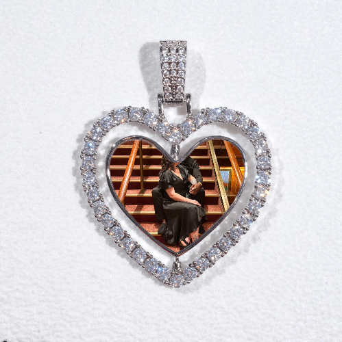 3D Spinning 2-Faced Heart Custom Picture Pendant