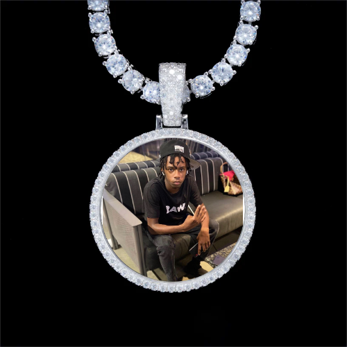 925S & VVS Moissanite 3D Circle Custom Picture Pendant