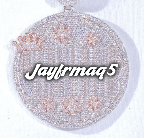CUSTOM LETTER NECKLACE 3D BIG CROWN DISC