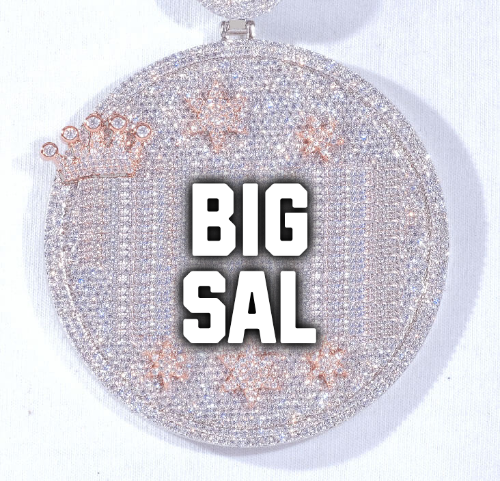 CUSTOM LETTER NECKLACE 3D BIG CROWN DISC