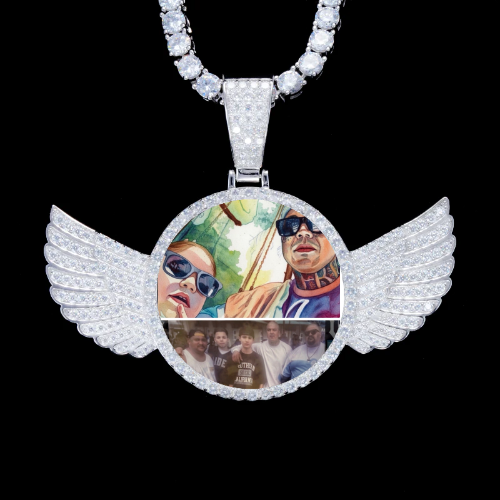 925S & VVS Moissanite 3D Wing Custom Picture Pendant