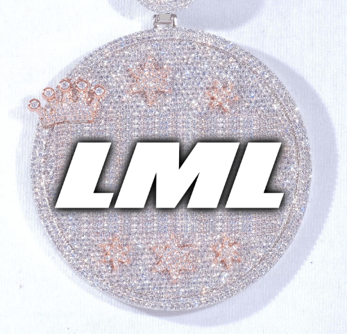 CUSTOM LETTER NECKLACE 3D BIG CROWN DISC