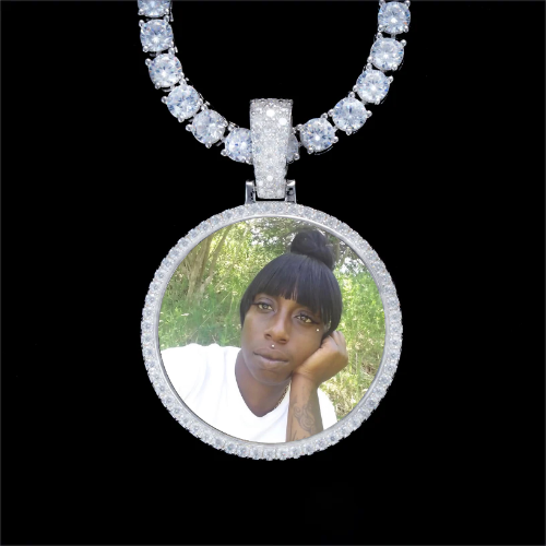 925S & VVS Moissanite 3D Circle Custom Picture Pendant