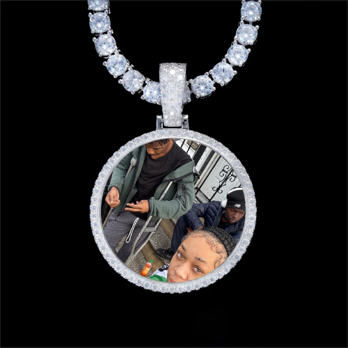 925S & VVS Moissanite 3D Circle Custom Picture Pendant