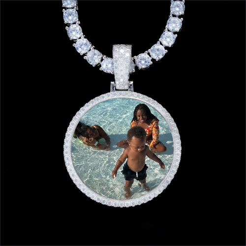 925S & VVS Moissanite 3D Circle Custom Picture Pendant