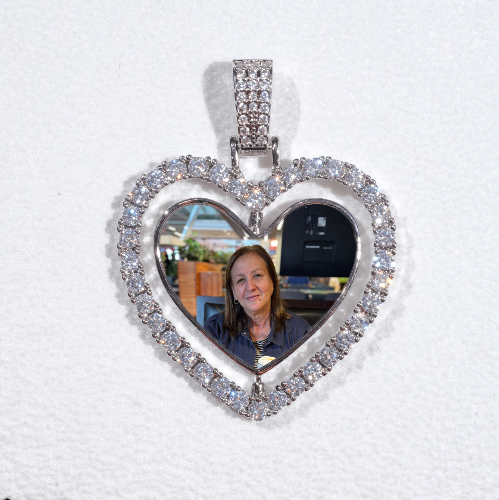 3D Spinning 2-Faced Heart Custom Picture Pendant