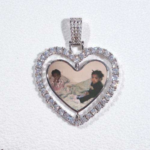 3D Spinning 2-Faced Heart Custom Picture Pendant