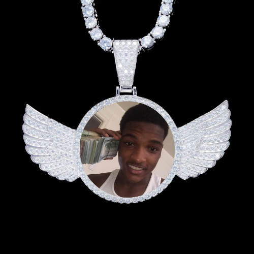 925S & VVS Moissanite 3D Wing Custom Picture Pendant