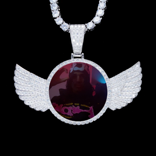 925S & VVS Moissanite 3D Wing Custom Picture Pendant