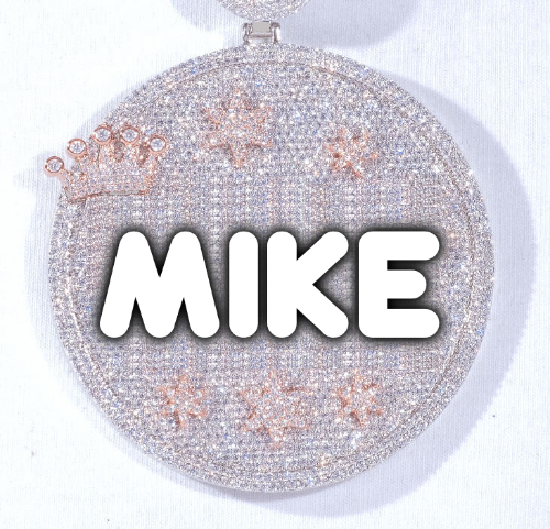 CUSTOM LETTER NECKLACE 3D BIG CROWN DISC