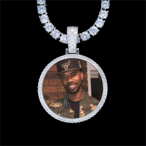925S & VVS Moissanite 3D Circle Custom Picture Pendant