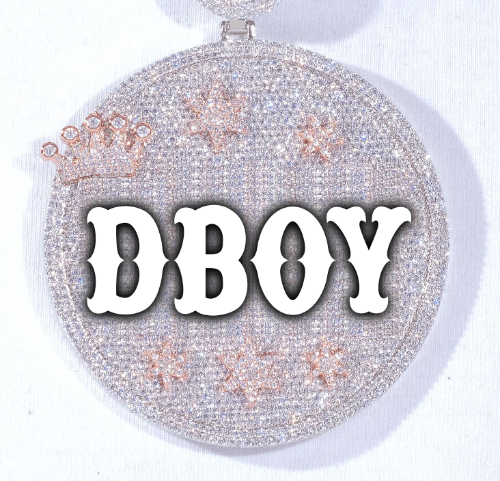CUSTOM LETTER NECKLACE 3D BIG CROWN DISC