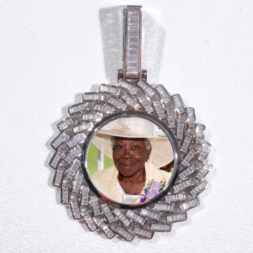 Large 3D Baguette Custom Picture Pendant