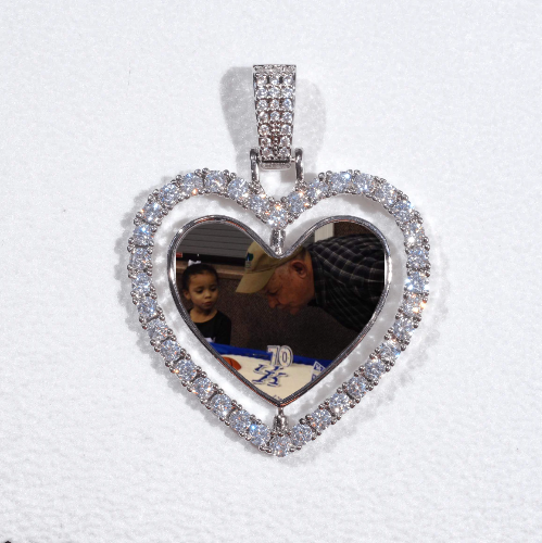 3D Spinning 2-Faced Heart Custom Picture Pendant