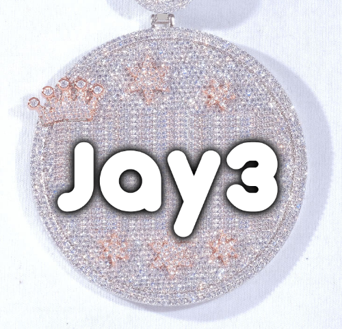 CUSTOM LETTER NECKLACE 3D BIG CROWN DISC