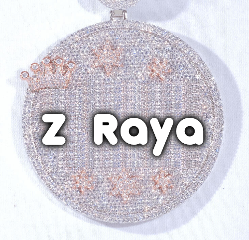 CUSTOM LETTER NECKLACE 3D BIG CROWN DISC