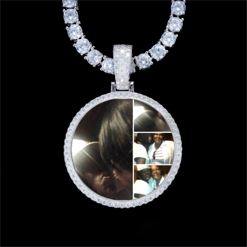 925S & VVS Moissanite 3D Circle Custom Picture Pendant