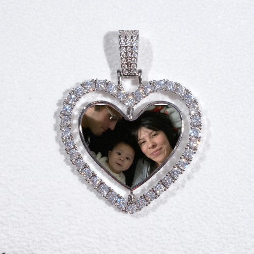 3D Spinning 2-Faced Heart Custom Picture Pendant