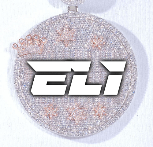 CUSTOM LETTER NECKLACE 3D BIG CROWN DISC