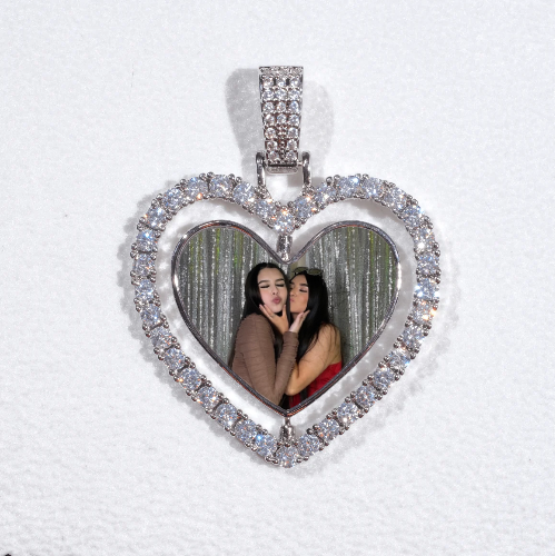 3D Spinning 2-Faced Heart Custom Picture Pendant