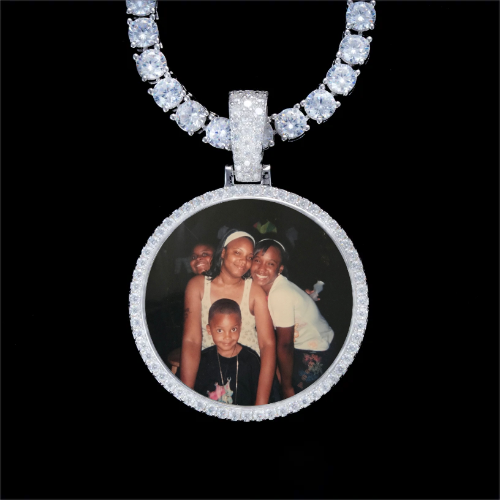 925S & VVS Moissanite 3D Circle Custom Picture Pendant