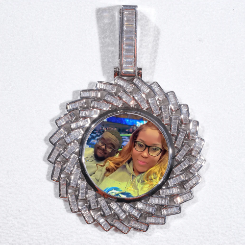 Large 3D Baguette Custom Picture Pendant