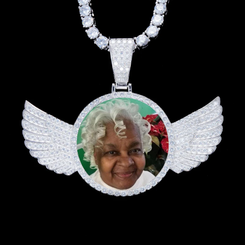 925S & VVS Moissanite 3D Wing Custom Picture Pendant
