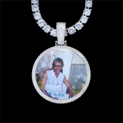 925S & VVS Moissanite 3D Circle Custom Picture Pendant