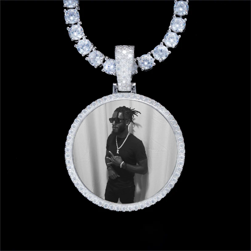925S & VVS Moissanite 3D Circle Custom Picture Pendant