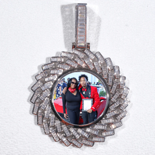 Large 3D Baguette Custom Picture Pendant